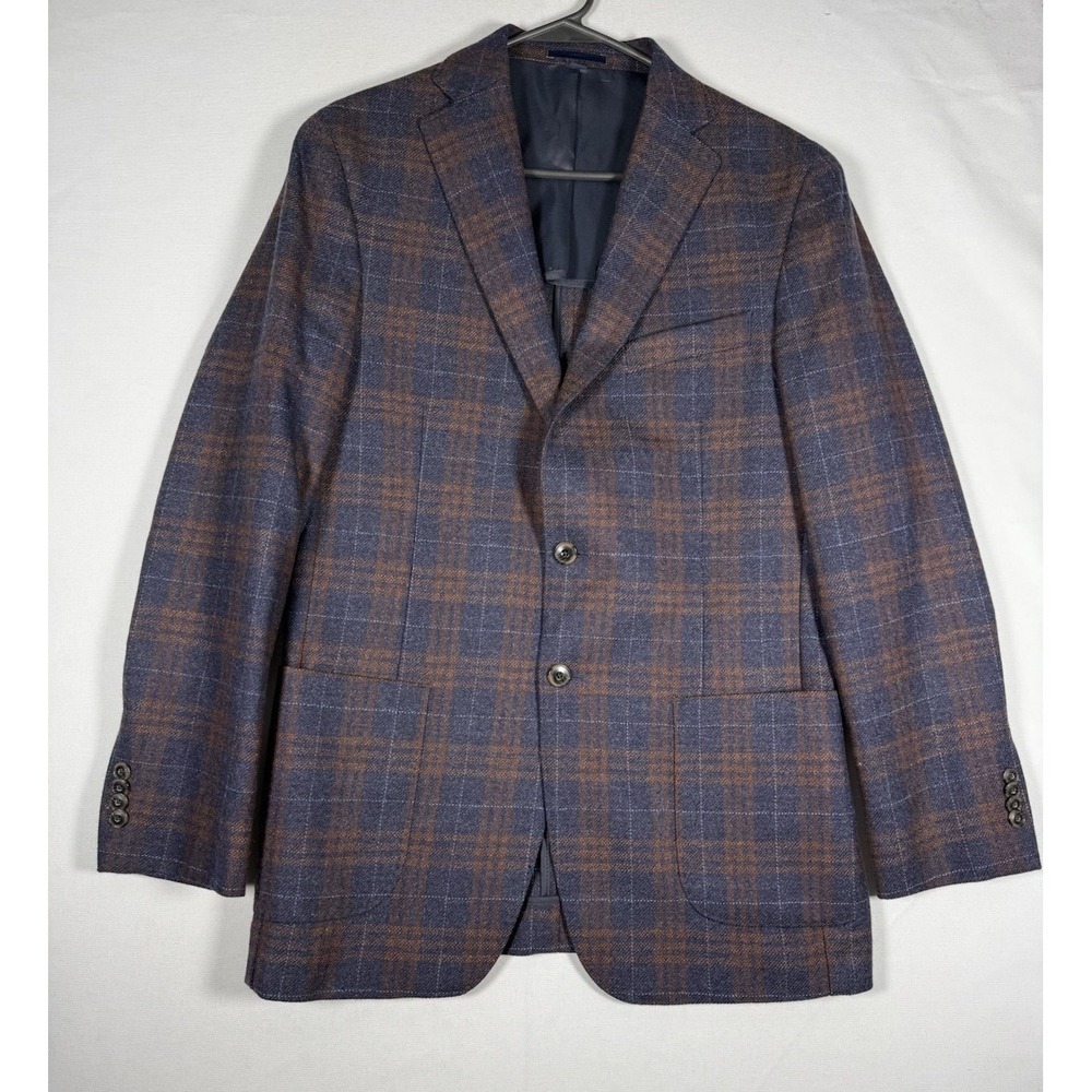 Joseph A Bank Men's 40R Wool Plaid Jacket Blazer Patch Pocket Dual Vent EUC